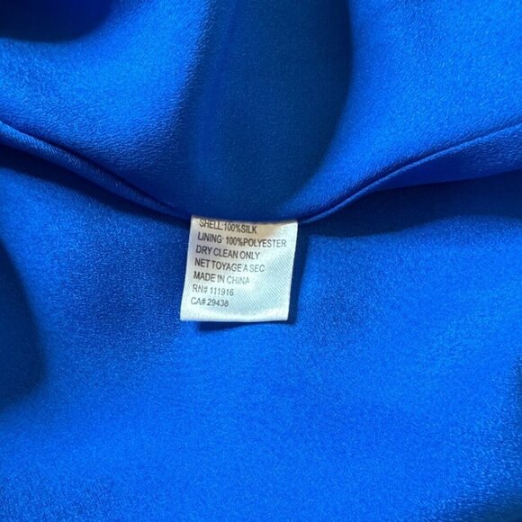 Yumi Kim 100% Silk Wrap Dress Women XS Blue Floral 3/4 Sleeve Cottagecore Garden - Picture 13 of 13